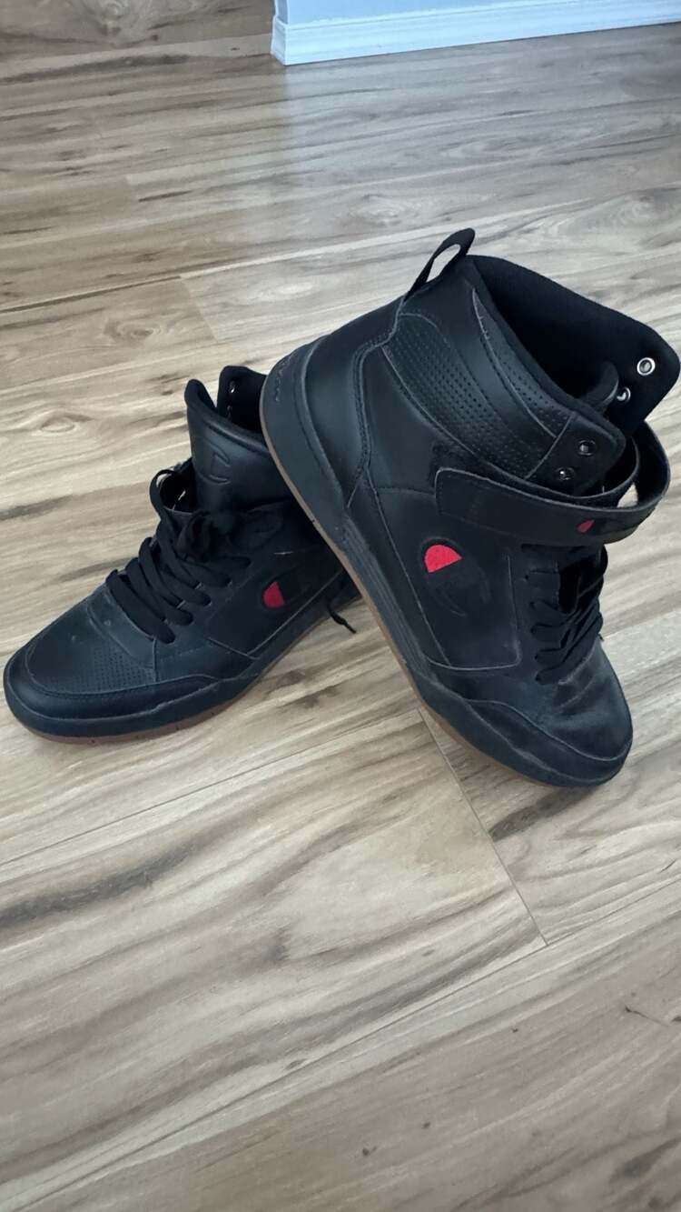 Champion Arena Power Hi Black Leather Sneakers